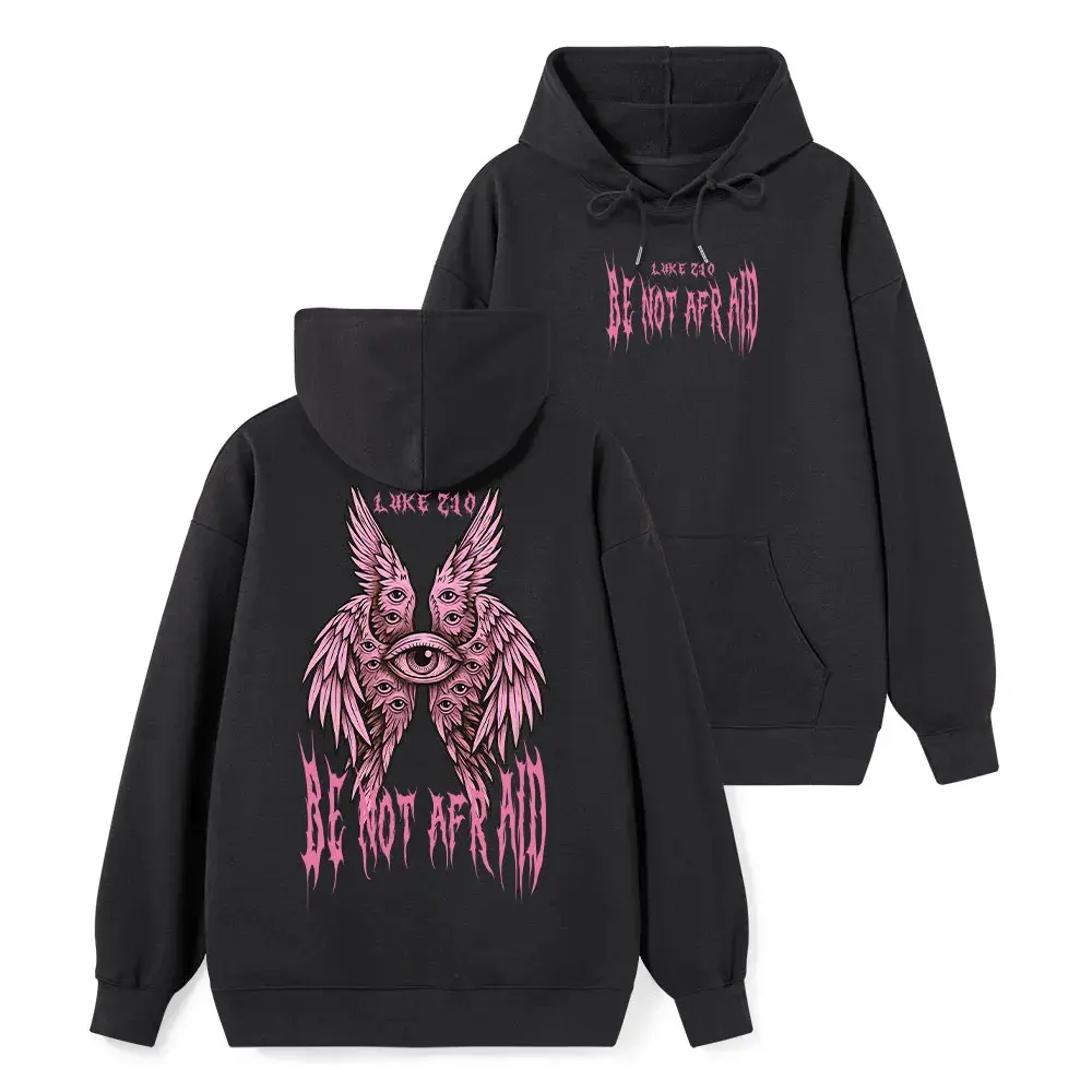 Be Not Afraid Christian Hoodie Luke 2:10 Seraphim Angel Double Sided Print Unisex Faith Hooded Sweatshirt Casual Casual Casual