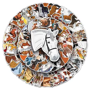 Cartoon Horse Pattern Sticker, 100pcs/set Waterproof Self Adhesive Decor Paper, Decor Sticker for Gift Greeting Card Water Bottle Laptop Phone