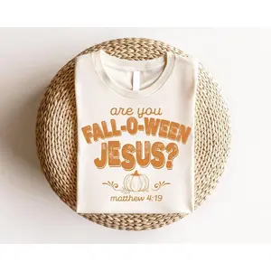 Retro Fall Religious , Are You Fall-O-Ween Jesus, Womens Christian Shirt, Follow Jesus Shirt, Bible Matthew Shirt, Cute Thankful Shirt, Bible Verse Sweater, Cotton Round Neck Tee, Full Sizes, Full Colors, Womenswear Y2K Streetwear Graphic Tee