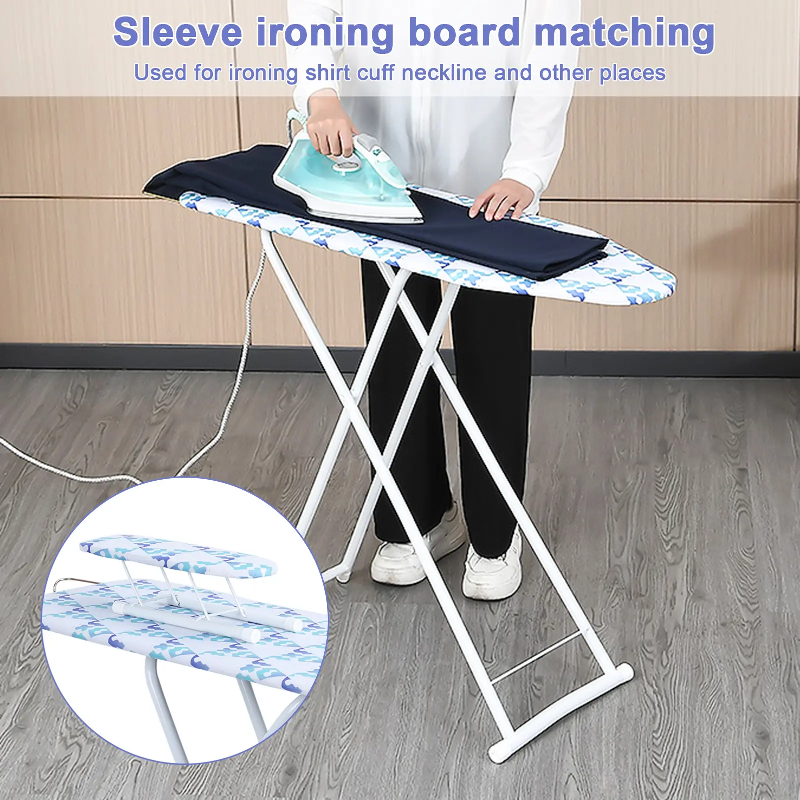 Ironing Board, Full-Size Foldable Ironing Board, Foldable Household Ironing Board, Extended Ironing Board Outside with Heat-Resistant Cover, 42 inch