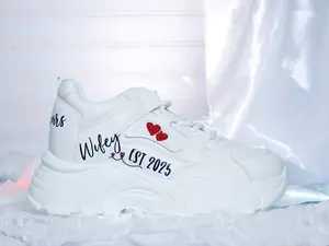 Mr & Mrs Lovely matching couple Wedding Chunky Personalized Bridal Shoes Footwear Women's Trainer
