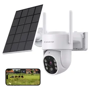 CASASOP 4G LTE Cellular Solar Wireless Security Camera Outdoor 2K 4MP - No WiFi Needed Wireless Outdoor Camera, Includes Memory Card, PIR Motion Sensor, Color Night Vision, 360° Live View(Data refill is required for Unlimited 4G data usage) Audio Lights