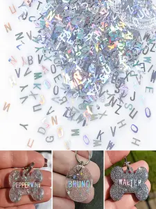 Creative DIY Laser Letters Pack, 26 English Letters Glitter, Custom Nail Art & Jewelry Decoration, Handcrafted Pendant