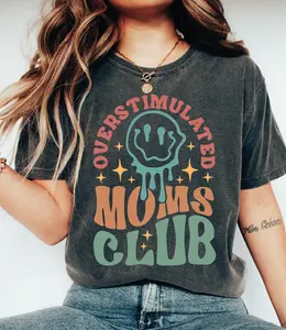 Overstimulated Moms Club Tshirt, Funny Mom T-shirt, Trendy Mothers Day Shirt, Gift For Mama, Mama Tee Top Womenswear Summer Comfort
