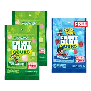 FruitBlox Sours Unspeakable 5oz x 2 PLUS FruitBlox Sours Stokes Twins 5oz FREE