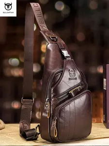 Men's Business Solid Color Zipper Waist Belt Bag, Fashion Casual Pu Leather Belt Bag for Daily Used, Casual Trendy Versatile High-quality Daily Commuting Bag,  Sling Bag