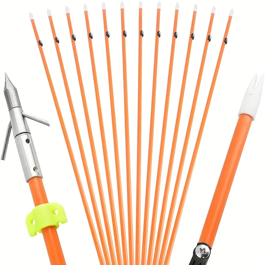 12 pieces fishing arrows  Stable and durable arrows  OD 8mm  Strong penetration  Essential outdoor fishing equipment  Suitable for beginners fishing