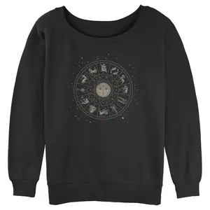 Junior's Women Lost Gods Celestial Astrological Wheel Sweatshirt