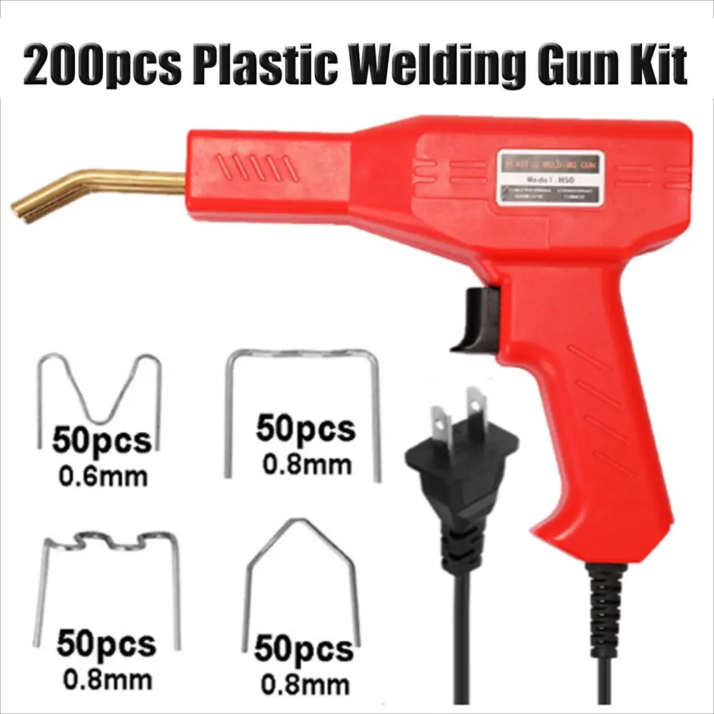 Plastic Welding Gun Set, Plastic Welder Kit, Easy Repair, Includes 200 Nails of 4 Types, Thermoplastic Welding Gun, Handheld Welding Machine, Car Bumper Cracks, Kayak, Plastic Toys, Plastic Welding Tool