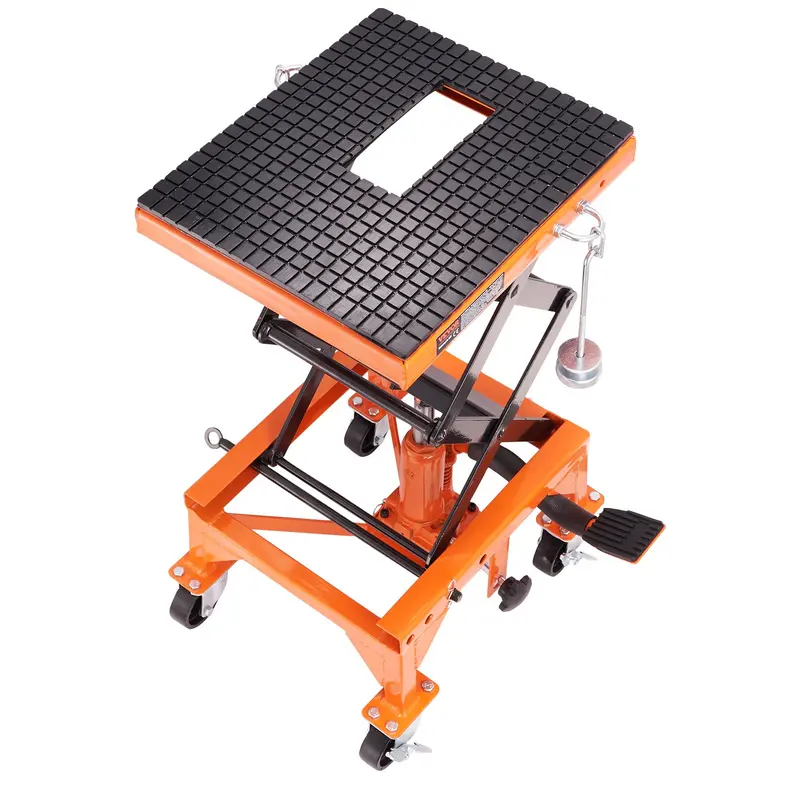 【toolupgrade】VEVOR Foot-Operated Hydraulic Lift Cart, Heavy-Duty Steel Trolley with Foot Pedal, Hands Free Use, 16.3×13.8 Grip, 360° Slide Under, 350 lbs Capacity, 36-Inch Max Lifting Height, High-Performing Hydraulic Lift, Stable J-Hook Hold, 4 Wheels fo