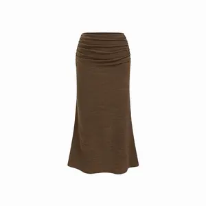 Cider Mid Rise Ruched Mermaid Midi Skirt