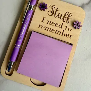 Funny Notepad Holder & Pen Set – “Stuff I Need to Remember” with “But I Probably Won’t” Pen – Sarcastic Office Desk Gift, Coworker Gift