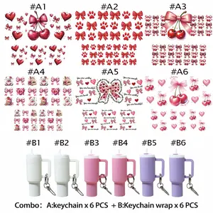 6 Piece DIY Mini Insulated Cup Keychain Set, Bow Stickers, Transfer Sticker Accessories, Handbag Decor, Bag Charms, Creative Decorations, Gift Making Kit