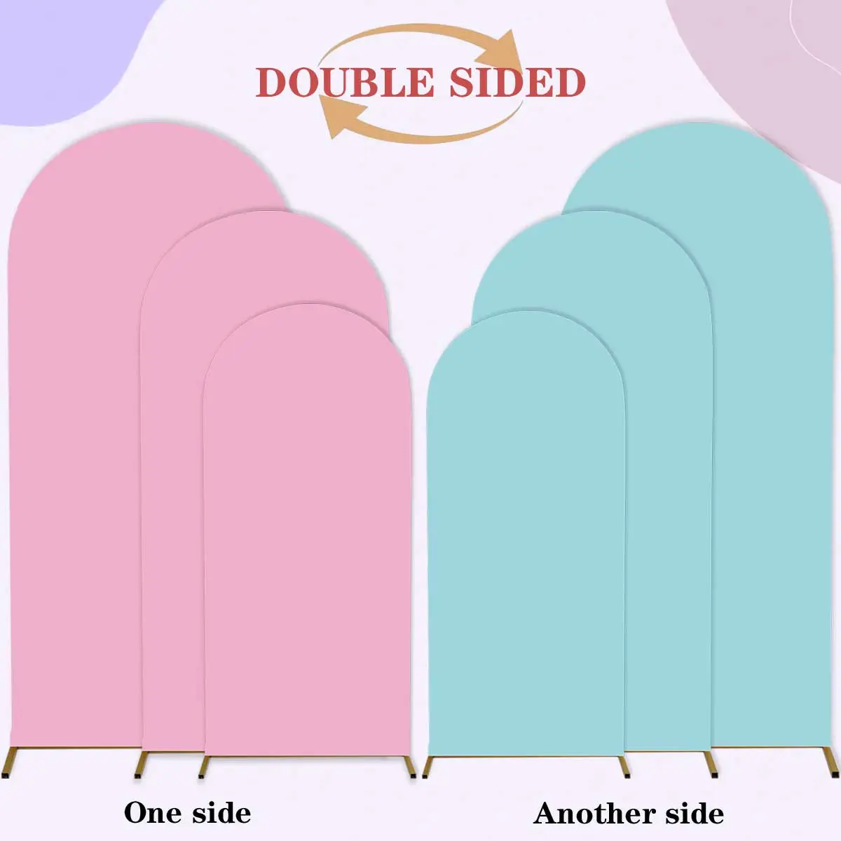 Arch Backdrop Set Cover, 3-Piece Bundle Wedding Arched Backdrop Pink & Blue Dual-Color 4ft/5ft/6ft Wedding Arch Set Baby Shower & Birthday Party Arch Set Wedding Party Decorations Decor For Weddings (without arch)