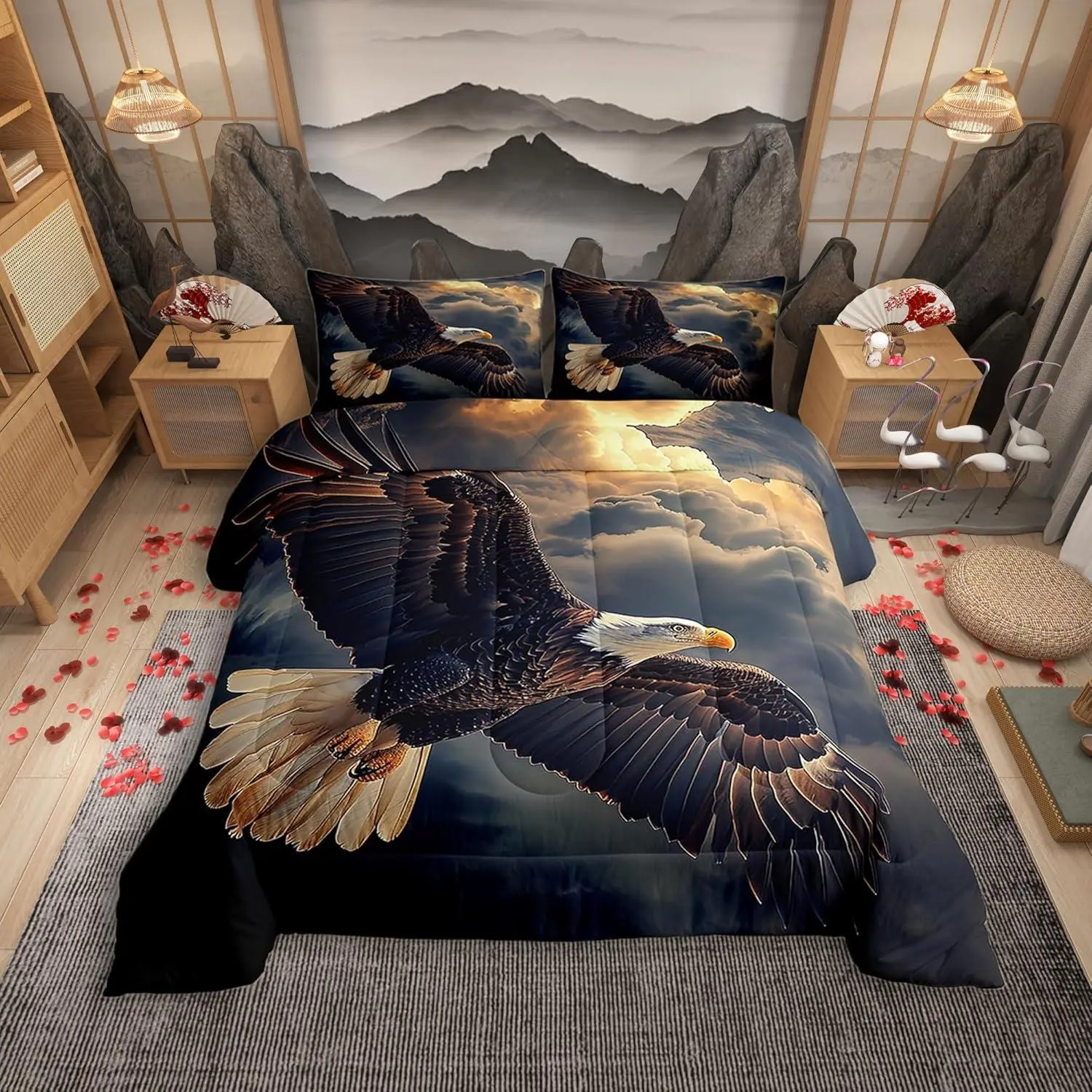 Flying Eagle 3D Duvets & Sets - Soft and Cozy Brushed Microfiber Bedding Bundle, Leopard Animal Print, Breathable, Machine Washable, Single/2/3/4-Size (Twin, Full, Queen) for Dorm Room Plush Decor