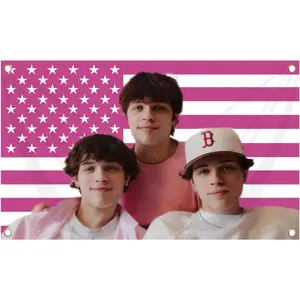 Sturniolo Triplets Flag, 3X5 Ft Pink American Sturniolo Flag with 4 Brass Grommets, Polyester Chris Sturniolo Tapestry, Triplets Room Decor for Dorm Wall Party