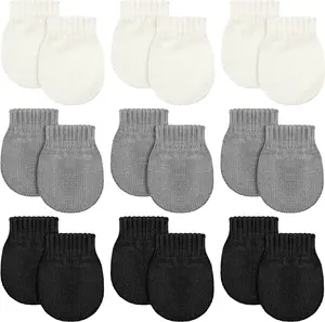 9 Pairs Baby Winter Mittens for 0-6 Months Baby No Scratch Newborn Mittens Glove Infant Warm Glove (Black, Gray, White)