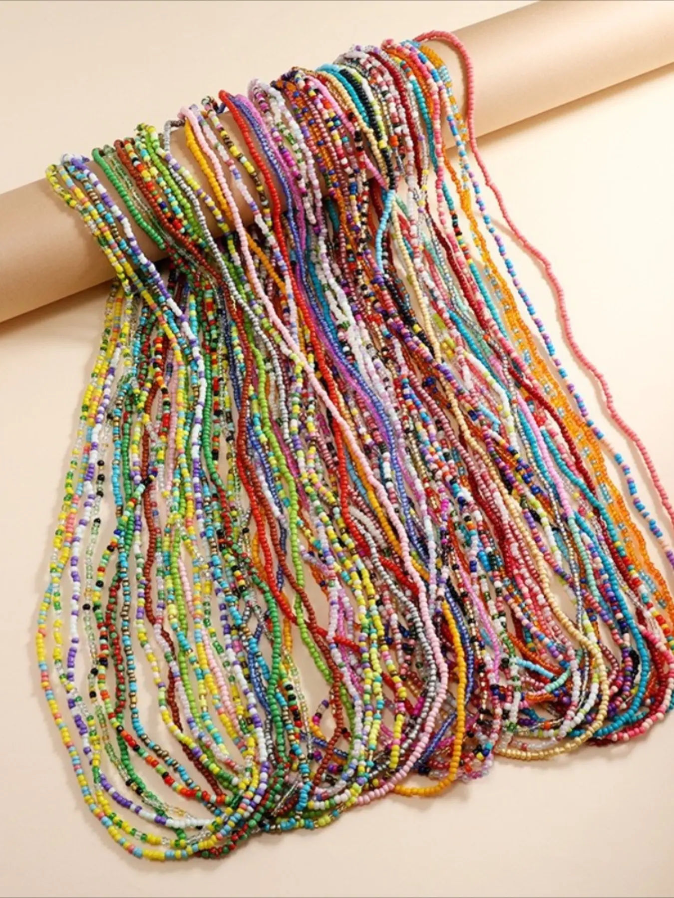 2871 Cotton Woven Beaded Waist Designer Vintage Multicolored Girl Teen Hippie Love Beads, Waist Beads, Sold by the 40 Inch Strand  main image 4