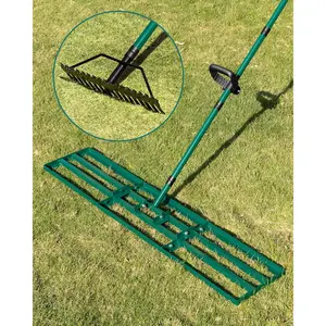 Lawn Leveling Rake 48x10'', Yard Leveling Rake with 78'' Back-Saving Handle, Stainless Lawn Leveler Tool with 17'' Tines Head for, Backyard, Farm, Golf Course