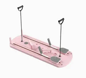 【Deal】Pilates Board - Pilates Reformer Set, Multi-Purpose Foldable Pilates Reformer Board for Home, 5 in 1 Pilates Sliding Board (Pink)