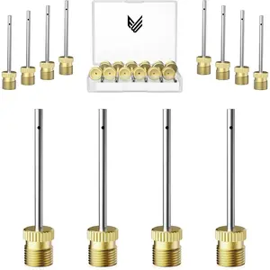 12 Pack Brass Ball Pump , No Break Heavy Duty Air Pump  for Balls with Storage Case, Compatible with Hand Pump and Electric Pump, Stainless Steel