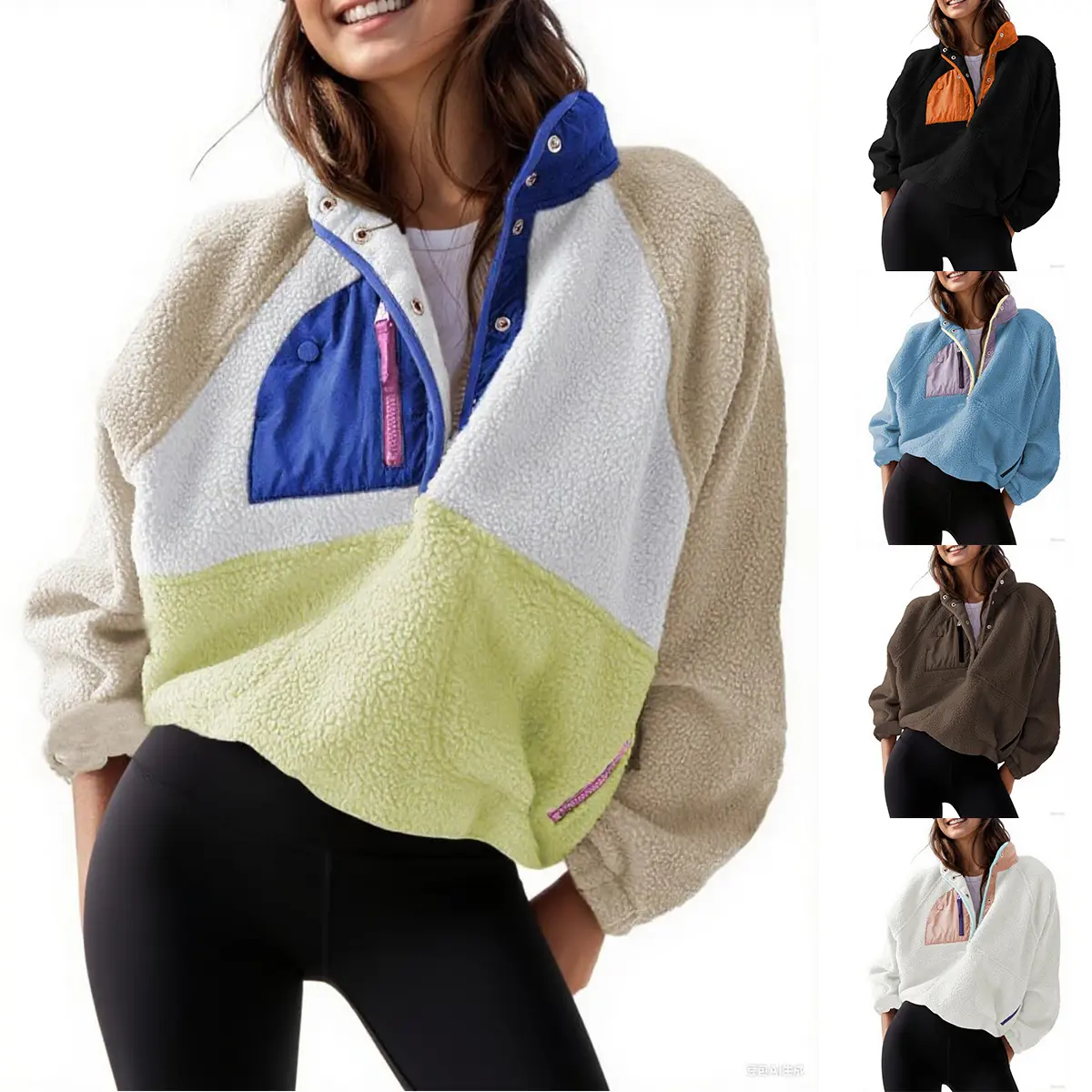 Wandal Women’s Half Zip Fleece Pullover Hoodie, Soft Sherpa Sweatshirt Oversized Casual Long Sleeve Tops, Cozy Fall Winter Outdoor Travel Outfit