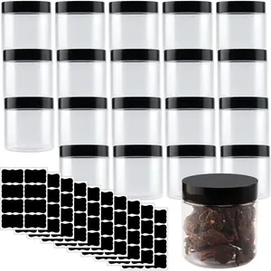35 Pack 12oz Clear PET Plastic Jars with Lids, Wide Mouth Containers for Crafts, Slime, Beads, Button Storage Organization