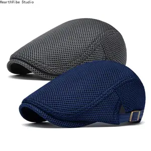 Summer Vibes: Men's Breathable Mesh Flat Cap | Adjustable Vintage Newsboy Beret Hat | Lightweight Ivy Cap & Irish Driver Hat for Outdoor Driving & Golf