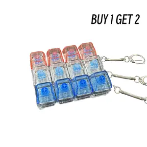 BUY 1 GET 2  3PCS Stress-relieving toy mechanical keyboard, crystal keycaps with LED lights, transparent design, keyboard keychain