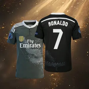 14 15 3rd Away Black Soccer Jersey 7# Cristiano Ronaldo Fans Version Short Sleeve