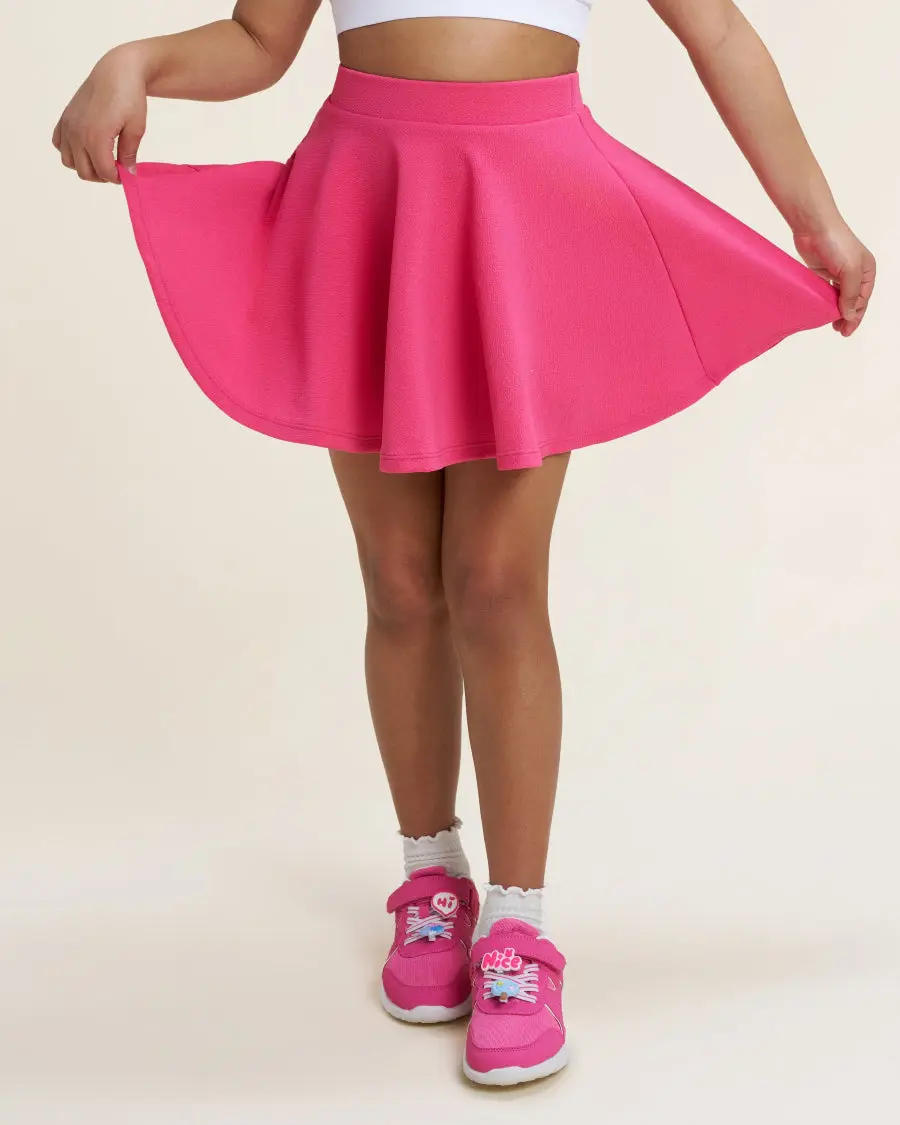 Girls' Athletic Skort - Breathable, Casual Sporty, Solid Color Mini Skirt with Underlayer Shorts for Casual & Sports Wear, Breathable Skorts, Casual Sporty Skort