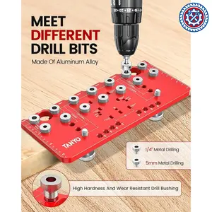 Shelf Pin Jig and Hinge Jig 2 In 1, 1/4 Inch Adjustable Shelf Pin Drilling Jig, Aluminum Shelf Jig for 5mm Straight Holes, Cabinet Hardware Jig Woodworking Tool Drill Guide
