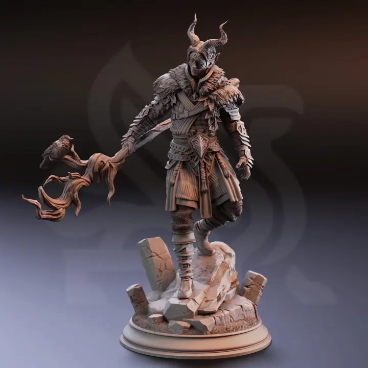 Garyck Tiefling Druid Guardian 3D-Printed Resin Miniature - Collectible Edition Devil Figurine Miniatures, DM Stash, Home Decor Statue, 3D-Printed Resin Miniatures