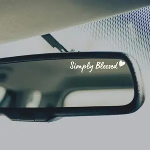 Women's Simple Blessing Car Mirror Stickers - Cute Vinyl Decals Self-Adhesive Sunshade Decor Auto Accessories Feminine Car Decor