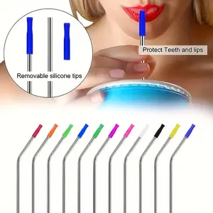 10/15/20pcs, Silicone Straw Tips, Reusable Straw Covers, Multi-Colored Food-Grade Straw Tips Suitable for 6Mm Wide Stainless Steel Straws, Kitchen Additions, Party Supplies, Christmas And Halloween Party Items