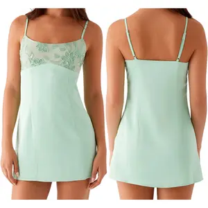 Women's Mini Cami Dress Stylish Sequin Flower Embroidered Square Neck Spaghetti Strap Dress Minimalist Basic Summer Womenswear Sleeveless