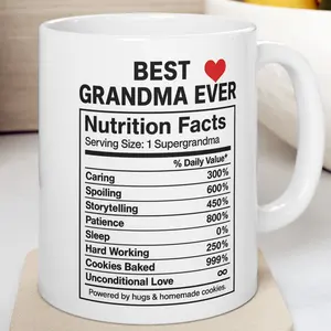 Best Grandma Ever Mug – Funny Grandma Nutrition Label