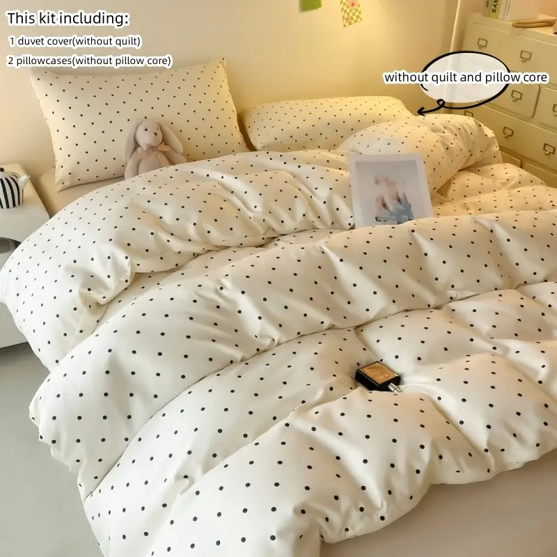 Polka Dot Pattern Bedding Set, 3 Counts/set Including Duvet Cover & Pillowcase without Filler, Soft Comfortable Bedding Set for Home Bedroom