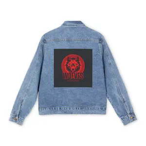 Wolves Graphic Denim Jacket, Casual Style, Unisex, Gift for Him, Trendy Outerwear, Cool Streetwear