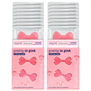 Pretty in Pink Bow Eye Patches | Brightening Undereye Masks with caffeine and collagen-boosting peptides | 16 Pack