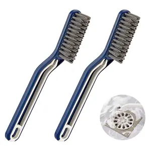 Bathroom Crevice Cleaning Brush, Multifunctional Tile Grout Cleaner, Brush & Clamp Dual-Use for Corners, Hair, Dust Removal, Kitchen & Floor Use, Versatile Cleaning Tool