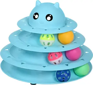 Cat Toy Roller 3-Level Turntable Cat Toys Balls with Six Colorful Balls Interactive Kitten Fun Mental Physical Exercise Puzzle Kitten Toys. UPSKY