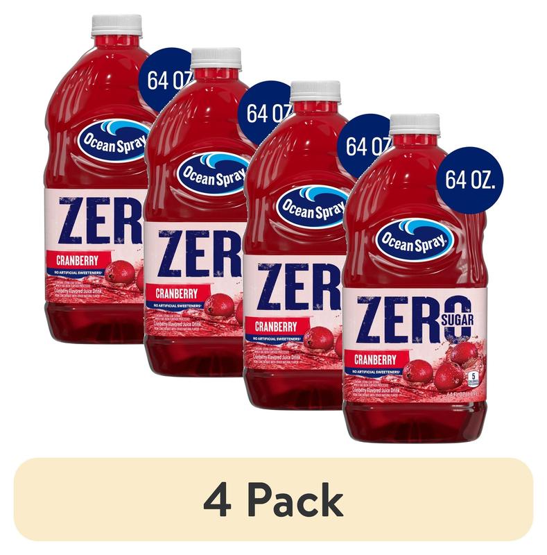 (4 pack) Ocean Spray ZERO Sugar Cranberry Juice Drink, 64 fl oz Bottle