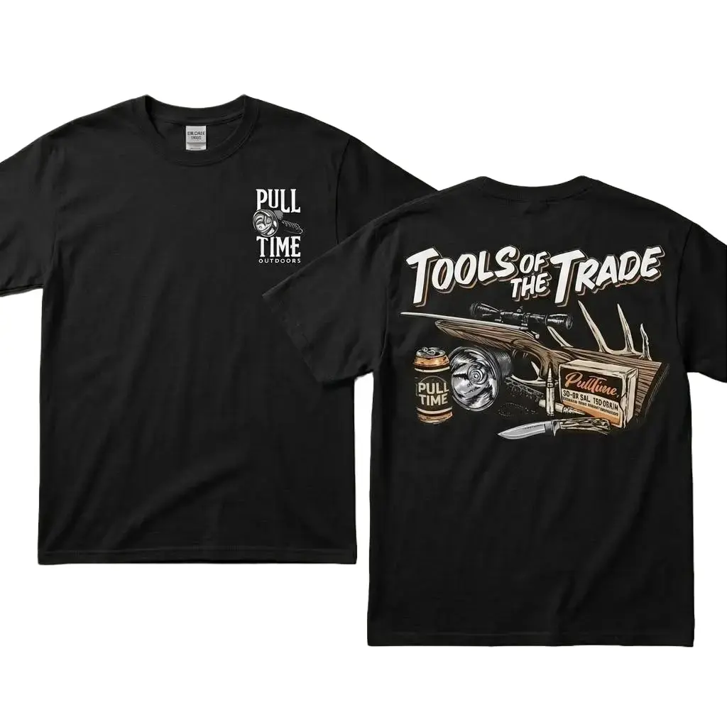 Tools Of The Trade Hunting Shirt Double Sided Tee, Deer Hunting Gear Shirt, Outdoorsman Hunter Shirt, Rifle Hunting Apparel, Gift for Hunters, Hunting Season Tee
