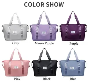 Large Capacity Expandable Gym Bag For Women - Waterproof Travel Duffel With Wet Pocket,Versatile Yoga Sports Bag With Shoe Compartment ,Stylish Tote & Shoulder Bag For Gym & Weekender