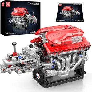 Mould King 10226 MOC Technik Creative Motor Toy Contraption FE V12 Motor 863 Pieces Technology Clamping Building Blocks Kit Model DIY Electric Motor Blocks Set