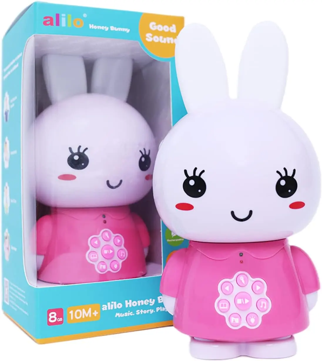 Alilo Honey Bunny Kids Music Story Audio Player for Toddlers 1-5, Baby Boy Girl Easter Gifts, Pre-Loaded 16 Stories/48 Nursery Rhymes/12 Soothing Music, with Nightlight, Voice Recording