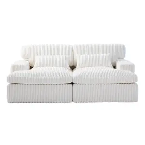 Erwin Double Chaise Modular Sectional Sofa with Corduroy Upholstery
