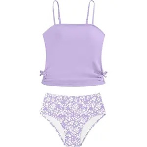 Girls Tankini Swimsuits Two Piece Bathing Suit Drawstring Swimwear Set for Girls 7-14 Years