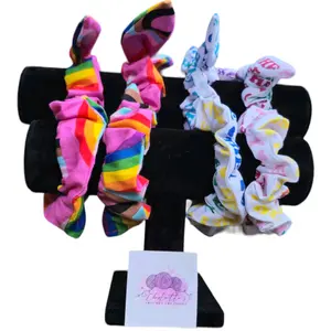 Set of 3 - Hair Scrunchies - Basics & Bows - Pride Rainbow - He She They - Pick 2 Bows & 1 Basic Scrunchie